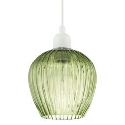 Rackhams Modern Green Easy Fit Pendant Lighting Shade with Ridged Fluted Lines