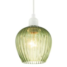 Rackhams Modern Green Easy Fit Pendant Lighting Shade with Ridged Fluted Lines - thumbnail 2