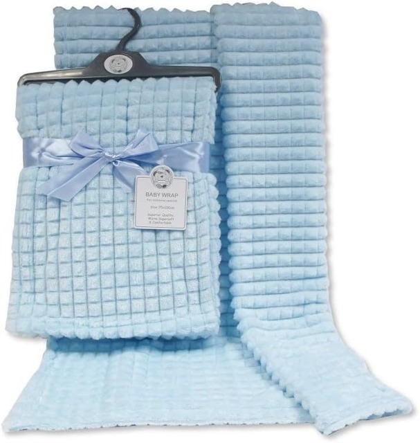 Rackhams Premium Fleece Baby Wrap Blanket - All-Season Comfort, Sustainable and Breathable, 75x100 cm, Easy Wash, Lightweight for Newborns, Infants, Babies - Blue - image 1