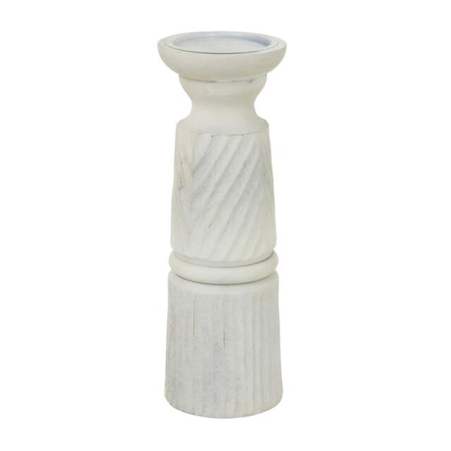 Rackhams Large Carved Candle Holder - White - White - One Size - 100% Mixed - image 1