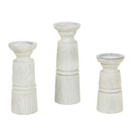 Rackhams Large Carved Candle Holder - White - White - One Size - 100% Mixed - thumbnail 3
