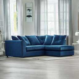 Rackhams Fernando Plush Velvet Corner Sofa - Grey - Right Hand Facing - thumbnail 3