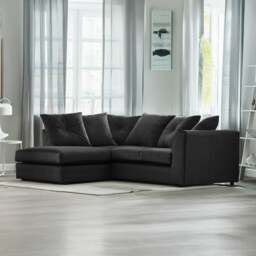 Rackhams Fernando Plush Velvet Corner Sofa - Grey - Right Hand Facing - thumbnail 2