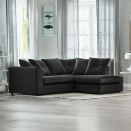 Rackhams Fernando Plush Velvet Corner Sofa - Grey - Right Hand Facing - thumbnail 4