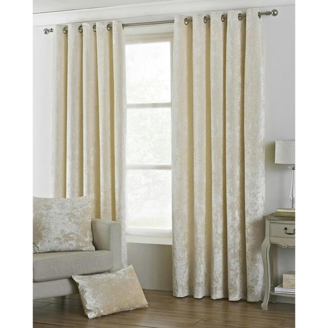 Rackhams Verona Velvet Style Eyelet Curtains - Oyster - 90 x 72in (229 x 183cm) - Oyster - 100% Polyester - image 1