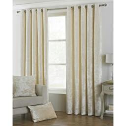 Rackhams Verona Velvet Style Eyelet Curtains - Oyster - 90 x 72in (229 x 183cm) - Oyster - 100% Polyester