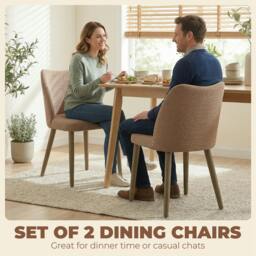 Rackhams Dining Chairs Set of 2, Kitchen Chairs with Padded Seat, Curved Back - Brown - thumbnail 4