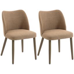 Rackhams Dining Chairs Set of 2, Kitchen Chairs with Padded Seat, Curved Back - Brown - thumbnail 2