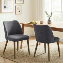 Rackhams Dining Chairs Set of 2, Kitchen Chairs with Padded Seat, Curved Back - Brown - thumbnail 6