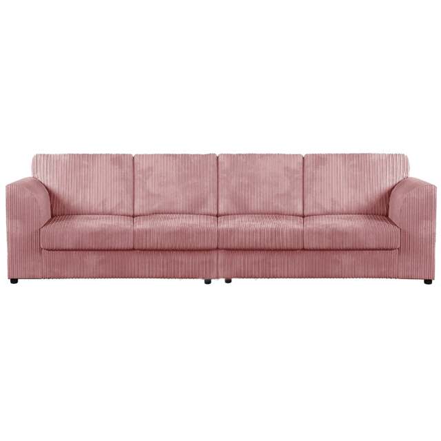 Rackhams Luxor Cord Long Fabric 4 Seater - Full Back - Pink - image 1