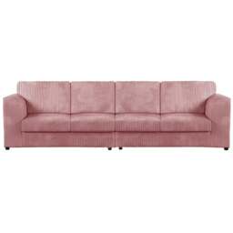 Rackhams Luxor Cord Long Fabric 4 Seater - Full Back - Pink - thumbnail 1