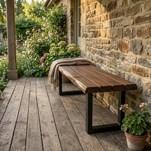 Rackhams Live Edge Outdoor Bench - 160cm - Tulipwood - Narrow - 80cm - image 1
