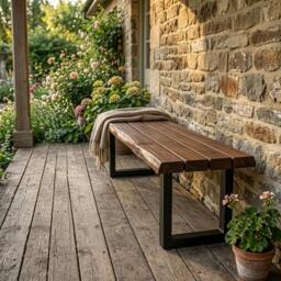 Rackhams Live Edge Outdoor Bench - 160cm - Tulipwood - Narrow - 80cm
