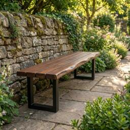 Rackhams Live Edge Outdoor Bench - 160cm - Tulipwood - Narrow - 80cm - thumbnail 2