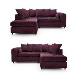 Rackhams Dylan Chenille 4 Seater Fabric Corner Sofa in Aubergine - Left Hand Corner - thumbnail 2