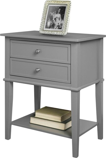 Rackhams Franklin End Table with 2 Drawers Grey - Grey - image 1