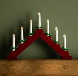 Rackhams 41cm Battery Operated Light up Red Christmas Candle Bridge with 7 Warm White LEDs - thumbnail 6