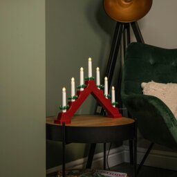 Rackhams 41cm Battery Operated Light up Red Christmas Candle Bridge with 7 Warm White LEDs - thumbnail 2