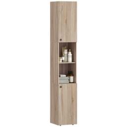 Rackhams 182 cm Tall Bathroom Cabinet with Adjustable Shelves, Natural - Tall Bathroom Cabinet - Particle board, MDF - Natural - thumbnail 3