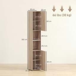 Rackhams 182 cm Tall Bathroom Cabinet with Adjustable Shelves, Natural - Tall Bathroom Cabinet - Particle board, MDF - Natural - thumbnail 6