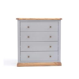 Rackhams Bicarri 4 Drawer Chest of Drawers Brass Knob - Grey