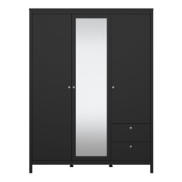 Rackhams Madrid Wardrobe with 2 doors + 1 mirror door + 2 drawers Matt Black - Black - Malemine - 1 - thumbnail 2
