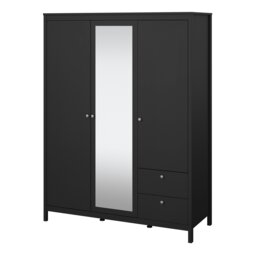 Rackhams Madrid Wardrobe with 2 doors + 1 mirror door + 2 drawers Matt Black - Black - Malemine - 1 - thumbnail 3