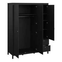 Rackhams Madrid Wardrobe with 2 doors + 1 mirror door + 2 drawers Matt Black - Black - Malemine - 1 - thumbnail 5