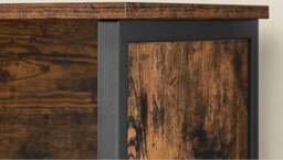 Rackhams Freestanding Storage Cabinet with Adjustable Shelf – Rustic Brown & Black Bookcase - thumbnail 4