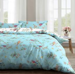 Rackhams Birds Floral Printed Cotton Blend Duvet Cover and Pillowcase Set - Navy - Double - thumbnail 4