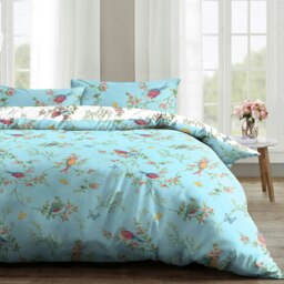 Rackhams Birds Floral Printed Cotton Blend Duvet Cover and Pillowcase Set - Navy - Double - thumbnail 3