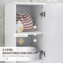 Rackhams Tall Bathroom Storage Cabinet with Soft Close Mechanism, White - White - Bathroom cabinet - Particle board - thumbnail 4