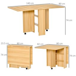 Rackhams Foldable Dining Table with Storage Shelves for Kitchen, Dining Room - Teak - Teak - 80 - thumbnail 6