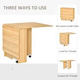 Rackhams Foldable Dining Table with Storage Shelves for Kitchen, Dining Room - Teak - Teak - 80 - thumbnail 4