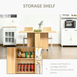 Rackhams Foldable Dining Table with Storage Shelves for Kitchen, Dining Room - Teak - Teak - 80 - thumbnail 5