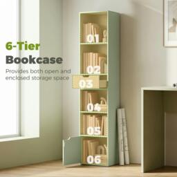 Rackhams Narrow Bookshelf with Drawer, Tall Bookcase for Living Room, Green - thumbnail 4