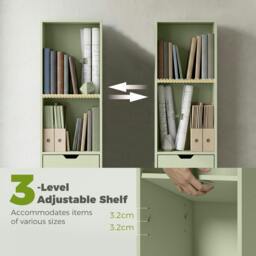Rackhams Narrow Bookshelf with Drawer, Tall Bookcase for Living Room, Green - thumbnail 5