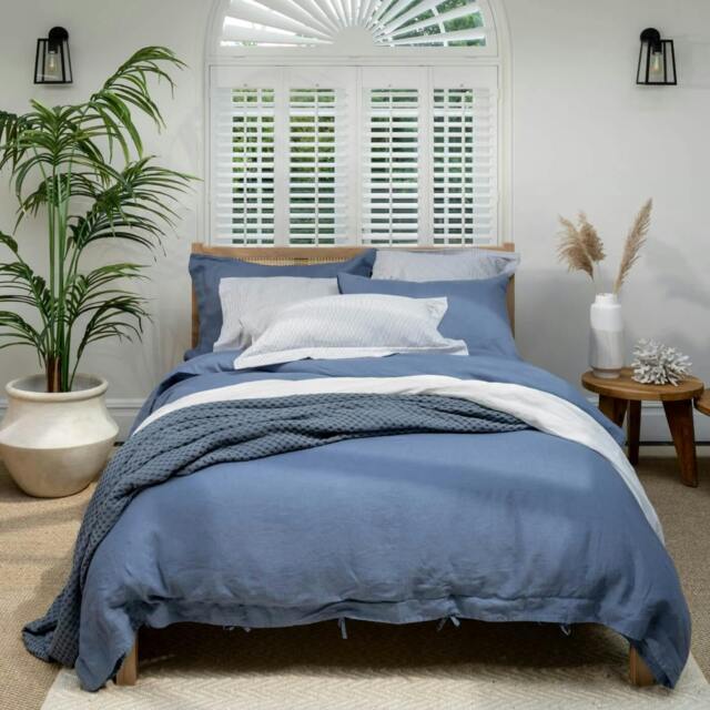 Rackhams Denim Blue French Linen Duvet Cover - Double - image 1