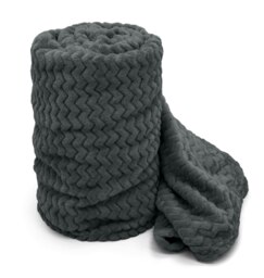 Rackhams Moda Ribbed Chevron Super Soft Blanket - 150cm x 200cm - Charcoal - thumbnail 1