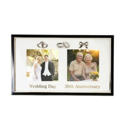 Rackhams 50th Anniversary and Wedding Day Picture Frame in Silver and Black with Icons - thumbnail 2