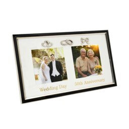 Rackhams 50th Anniversary and Wedding Day Picture Frame in Silver and Black with Icons