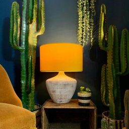 "Rackhams Sunset Yellow Velvet Lampshade With Gold Lining - 60cm Diameter x 30cm Height / (24"" x 12"")"