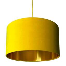 "Rackhams Sunset Yellow Velvet Lampshade With Gold Lining - 60cm Diameter x 30cm Height / (24"" x 12"")" - thumbnail 3