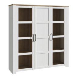 Rackhams Bohol Large Display Cabinet in Riviera Oak/White - Full Assembly Required - Riviera Oak & White - Matt