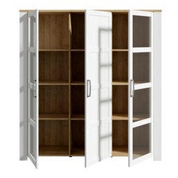 Rackhams Bohol Large Display Cabinet in Riviera Oak/White - Full Assembly Required - Riviera Oak & White - Matt - thumbnail 3
