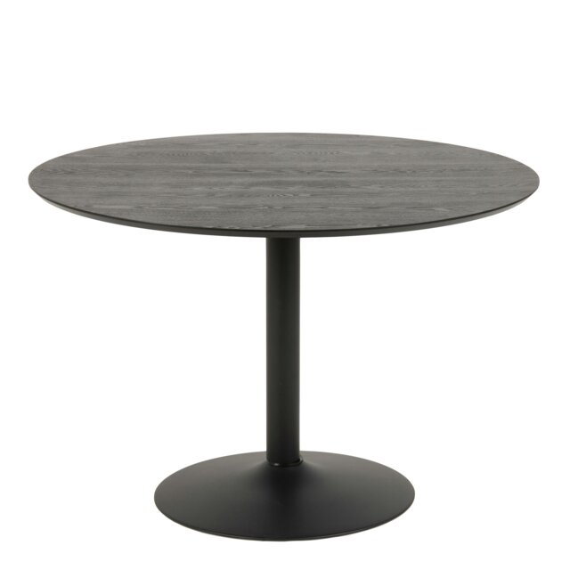 Rackhams Ibiza Round Dining Table with Black Ash Top and Matt Black Base - Black - No - Black - image 1