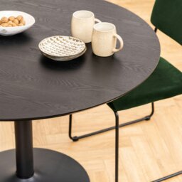 Rackhams Ibiza Round Dining Table with Black Ash Top and Matt Black Base - Black - No - Black - thumbnail 5