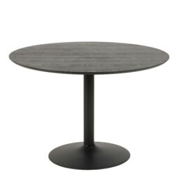 Rackhams Ibiza Round Dining Table with Black Ash Top and Matt Black Base - Black - No - Black