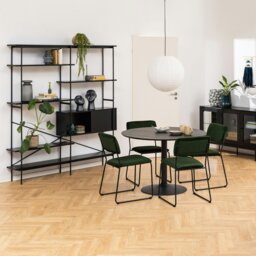Rackhams Ibiza Round Dining Table with Black Ash Top and Matt Black Base - Black - No - Black - thumbnail 2