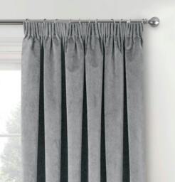 "Rackhams Grey 100% Blackout Luxury Supersoft Velvet Thermal Tape Top Curtains for Living Room & Bedrooms - 46"" (117cm) Width x 72"" (183cm) Drop" - thumbnail 2